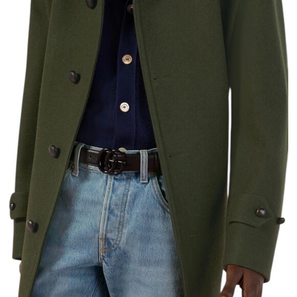 Gucci GG Marmont Thin Belt Black Leather Black Buckle Men Size 80/32 - Picture 2 of 13